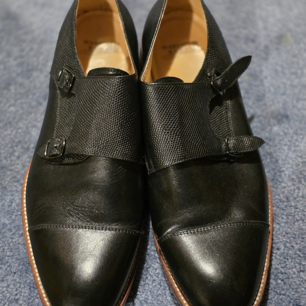 Warfield & Grand Black Textured Leather Oxfords